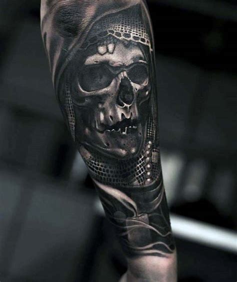 skull neck tattoo|forearm skull tattoos for men.